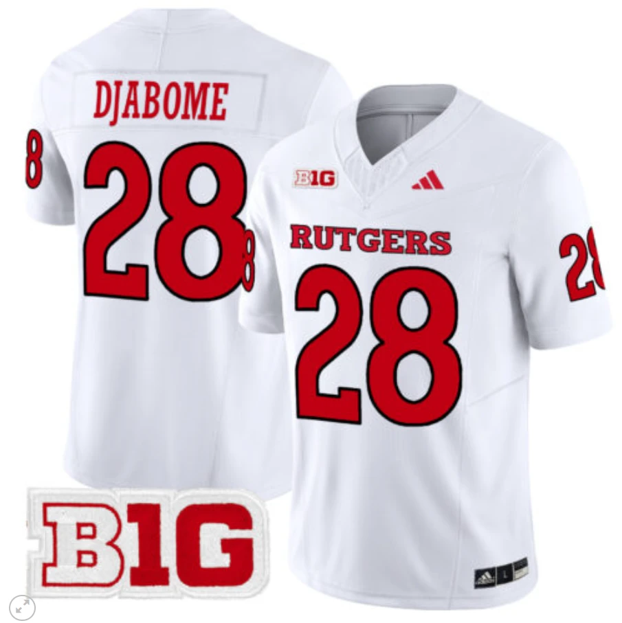 Dariel Djabome Jersey #28 Rutgers Scarlet Knights Vapor Limited Football White by My Store