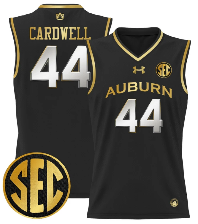 Dylan Cardwell Jersey #44 Auburn Tigers 2024 Lightweight Basketball Black Gold by My store basketball