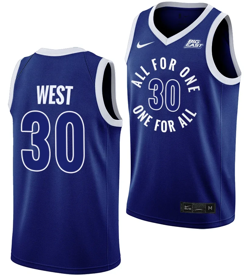 David West Jersey #30 Xavier Musketeers All For One Blue College Basketball Uniform by My store basketball