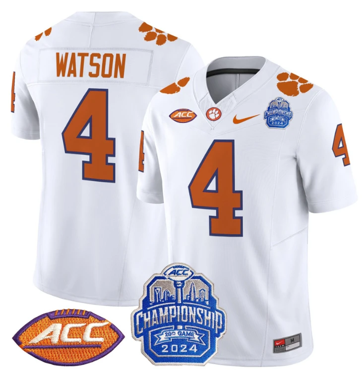 Deshaun Watson Jersey #4 Clemson Tigers 2024 ACC Championship Patch White by My Store