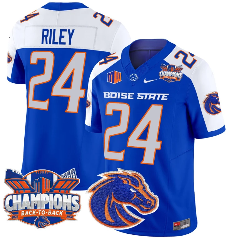 Dylan Riley Jersey #24 Boise State Broncos Back To Back Champions Royal Alternate by My Store