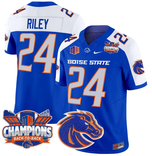 Dylan Riley Jersey #24 Boise State Broncos Back To Back Champions Royal Alternate by My Store
