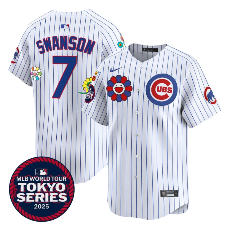Dansby Swanson Jersey #7 Chicago Cubs Tokyo Series 2025 Vapor Premier Limited Stitched Pinstripe by My Store