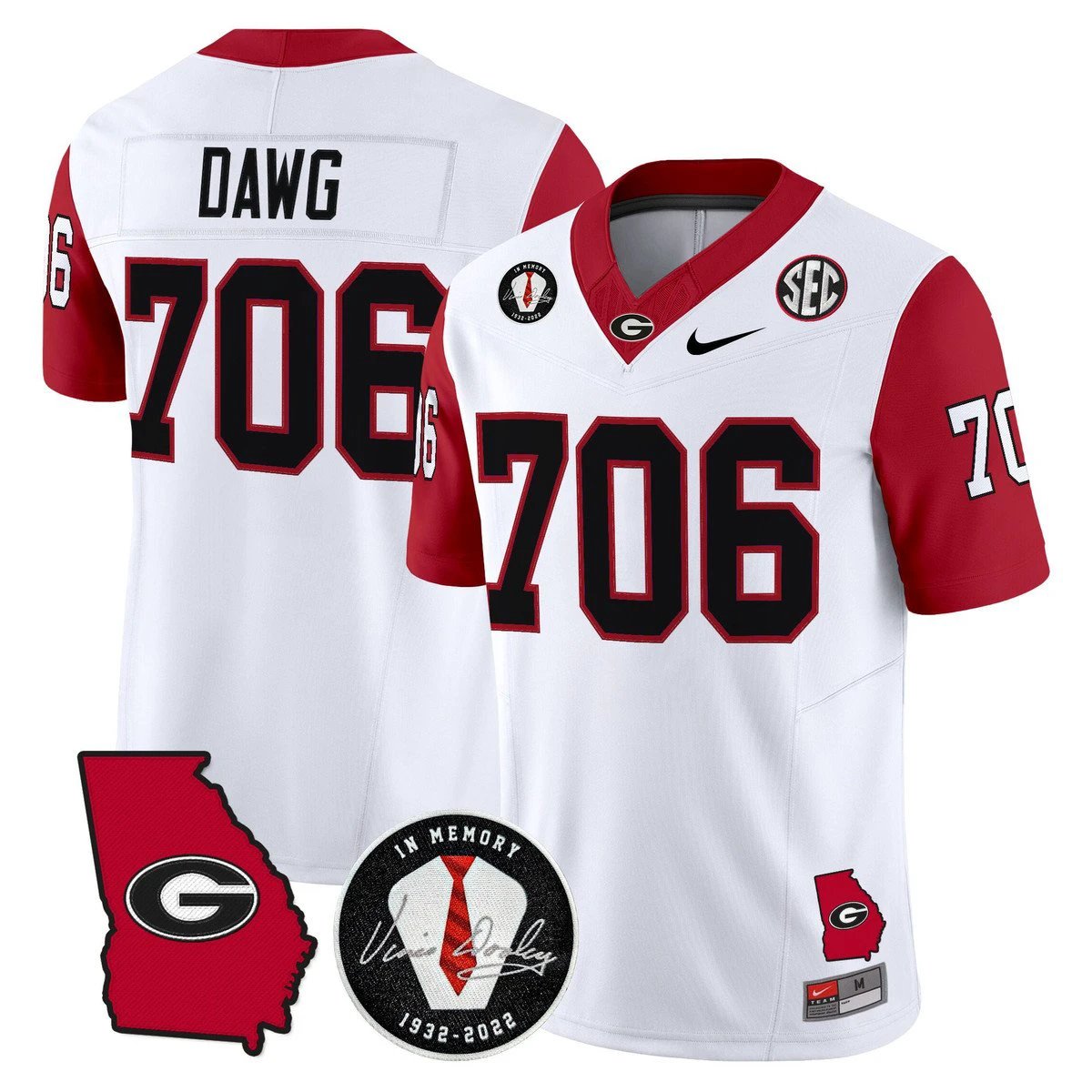 Dawg Jersey #706 Georgia Bulldogs 2025 Vapor Limited Stitched White by My Store NCAA Football Jerseys