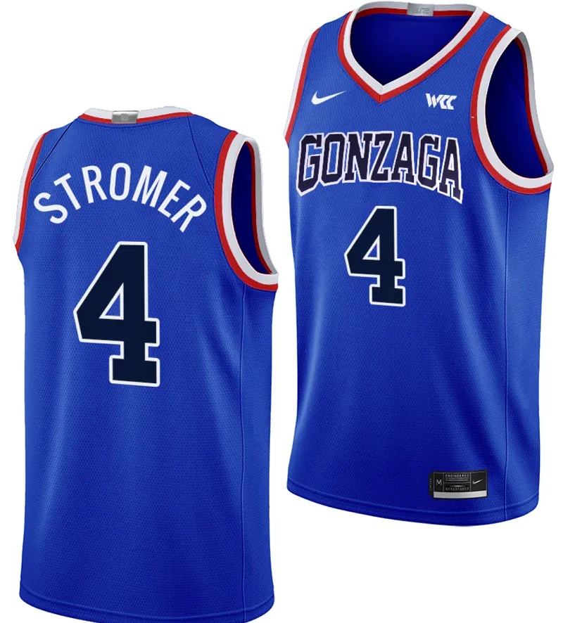 Dusty Stromer Jersey #4 Gonzaga Bulldogs Throwback Basketball uniform 2023-24 Blue by My store basketball