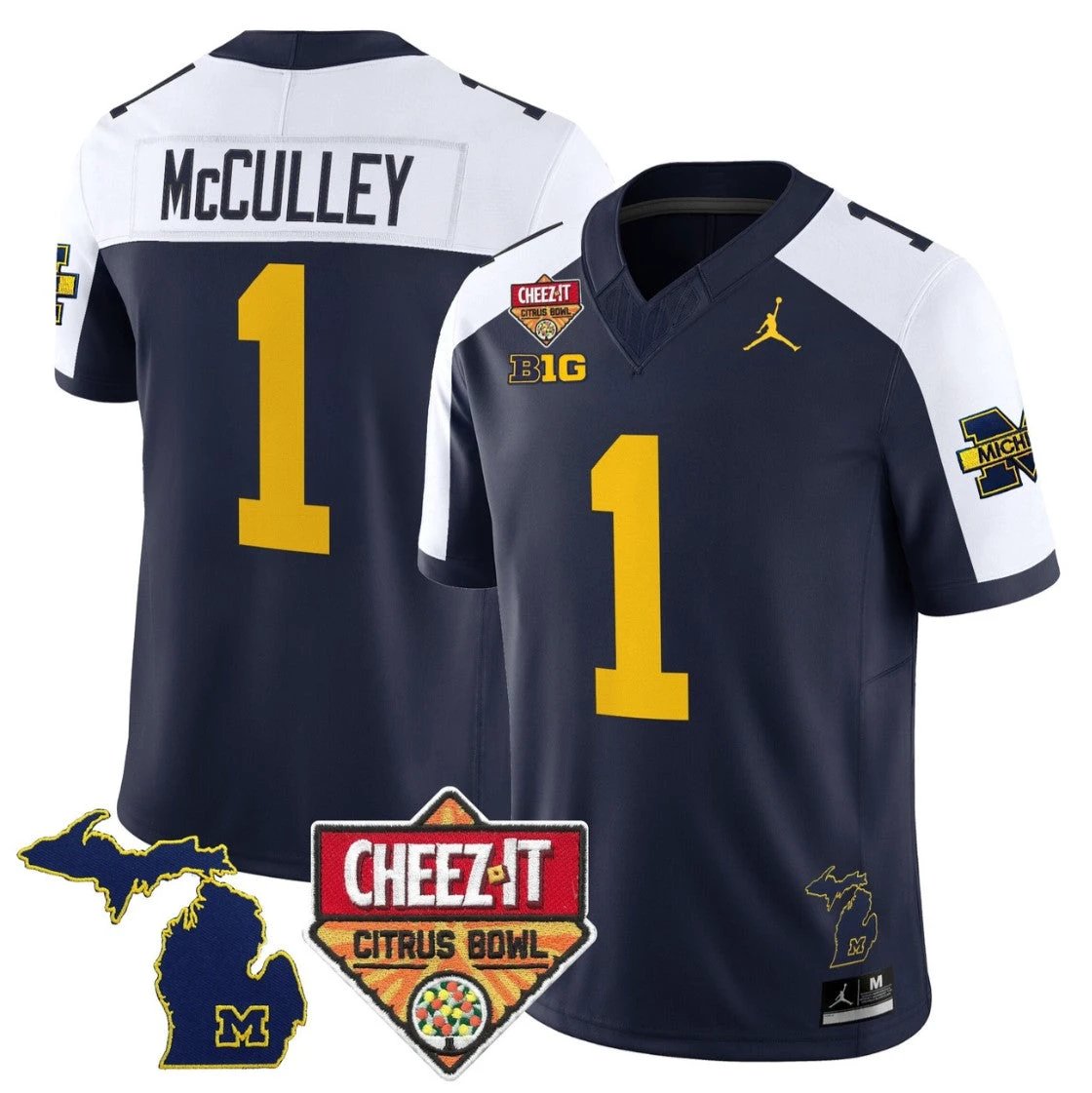 Donaven McCulley Jersey #1 Michigan Wolverines 2025 Cheez-It Citrus Bowl by My Store NCAA Football Jerseys