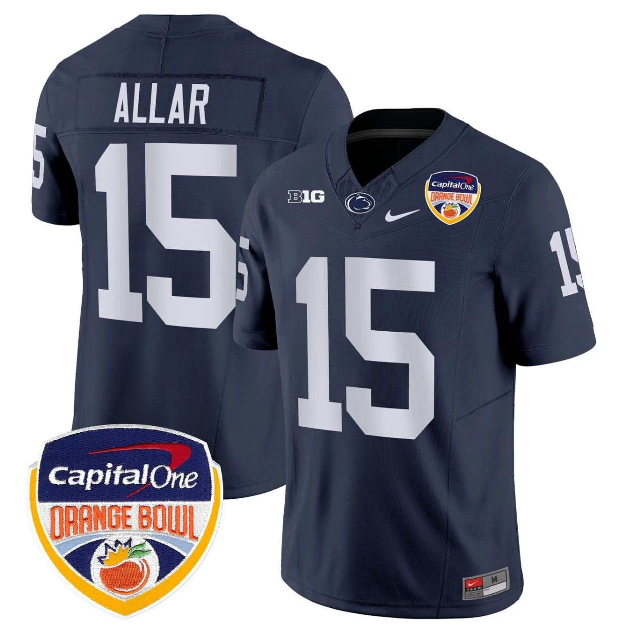 Drew Allar Jersey #15 Penn State Orange Bowl Patch Stitched Navy by NCAA Football Jersey