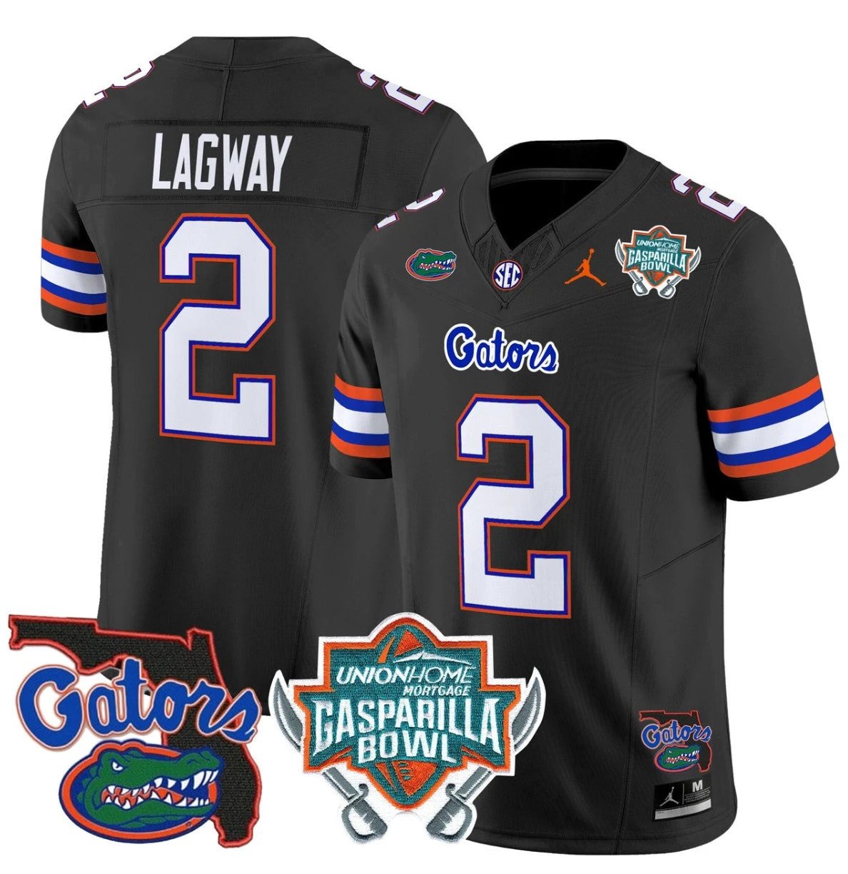 DJ Lagway Jersey #2 Florida Gators 2025 Gasparilla Bowl Patch Black by My Store