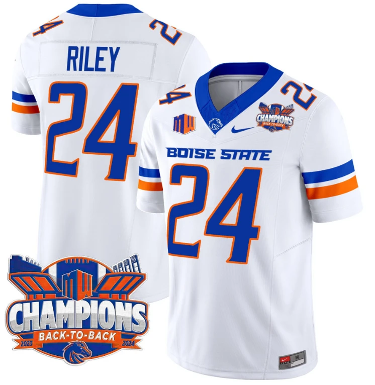 Dylan Riley Jersey #24 Boise State Broncos Back To Back Champions White by My Store