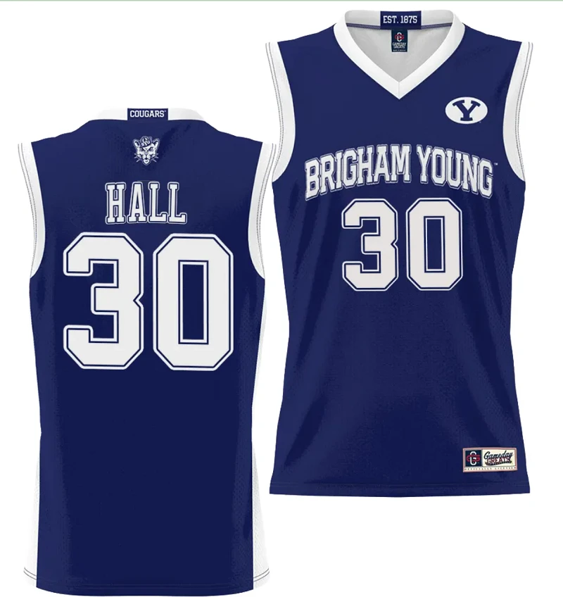 Dallin Hall Jersey #30 BYU Cougars NIL College Basketball Jersey Lightweight Navy by My store basketball