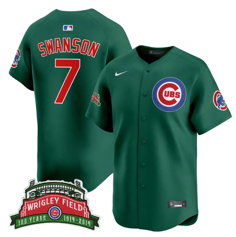 Dansby Swanson Jersey #7 Chicago Cubs Wrigley Field Style Vapor Premier Limited All Stitched by My Store