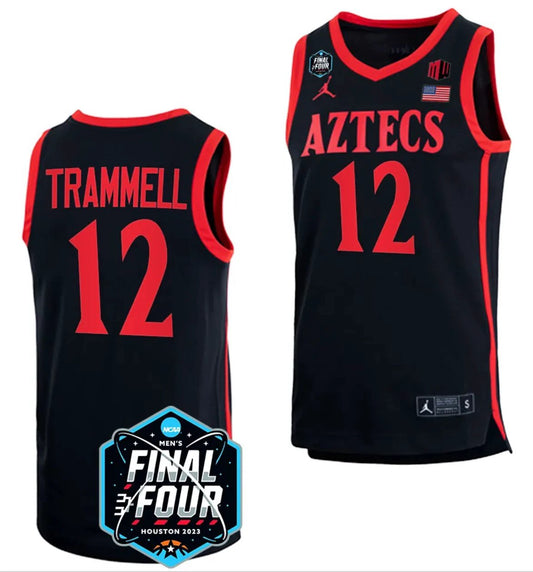 Darrion Trammell Jersey San Diego State Aztecs 2023 NCAA National Championship March Madness Black #12 by My store basketball