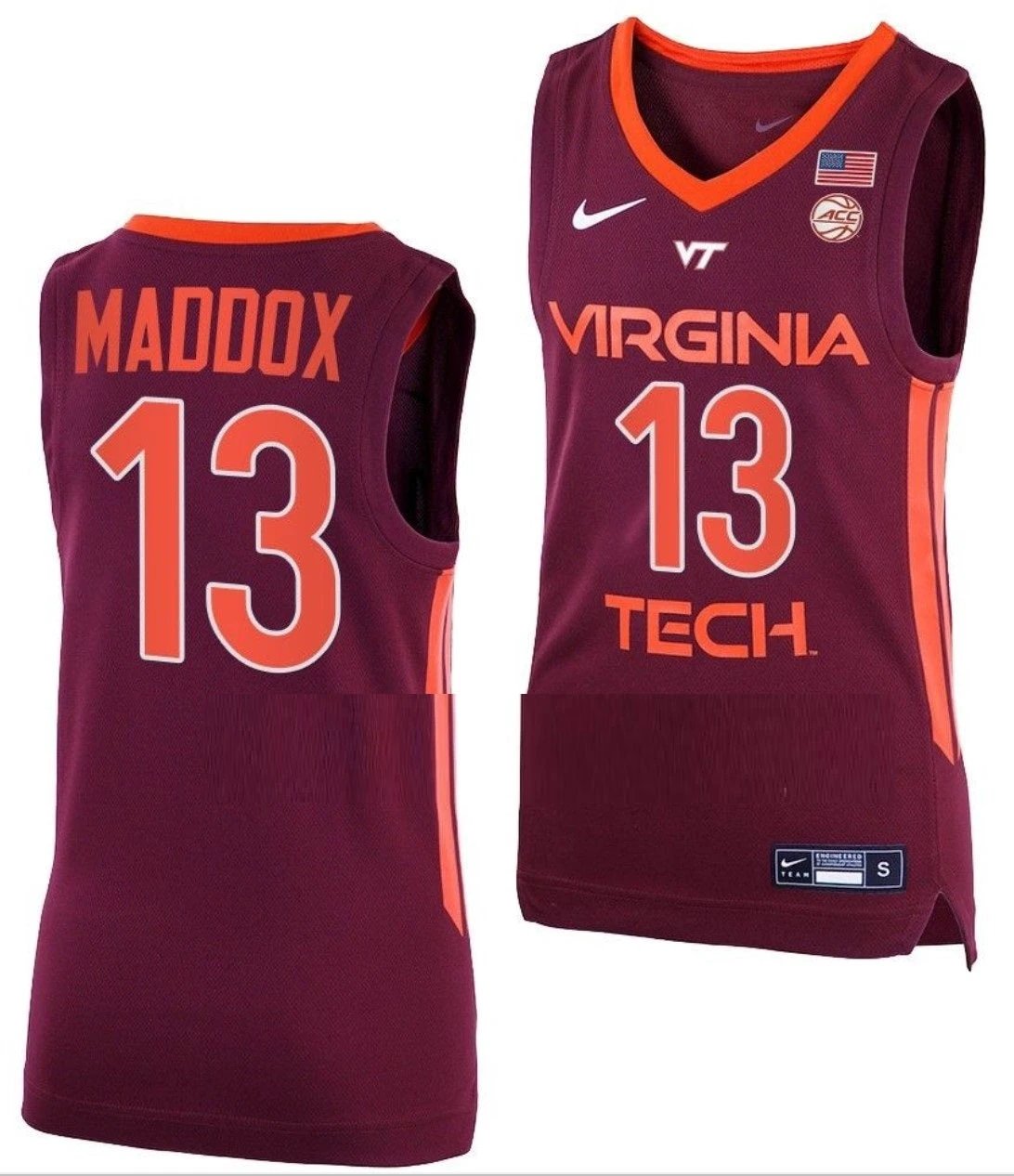 Dairus Maddox Jersey Virginia Tech Hokies College Basketball Away Maroon #13 by My store basketball