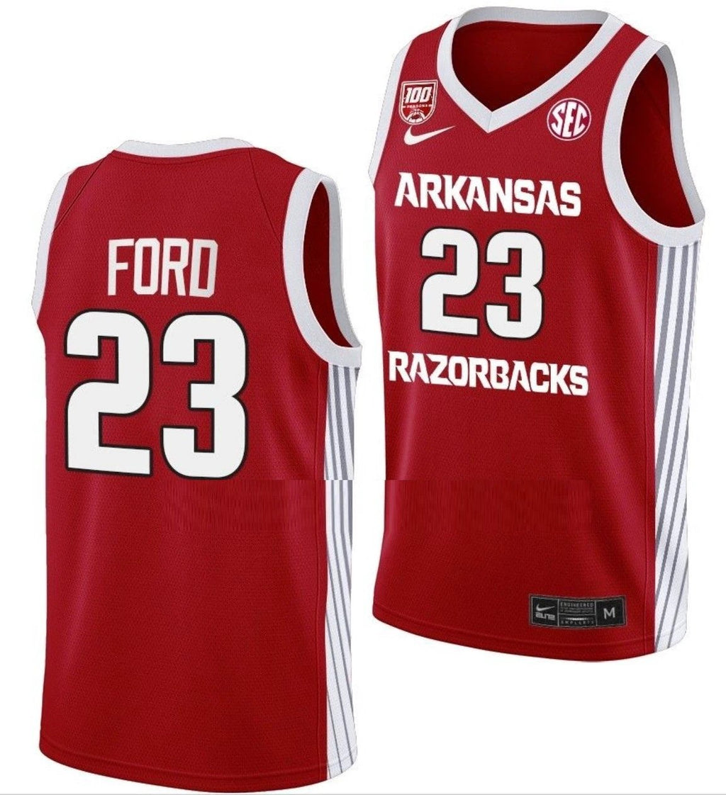 Derrian Ford Jersey Arkansas Razorbacks College Basketball 100 Season #23 by My store basketball
