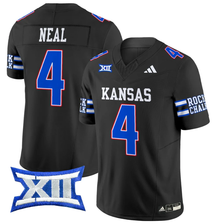 Devin Neal Jersey #4 Kansas Jayhawks 2024 Vapor College Football Vapor Limited Black by My Store
