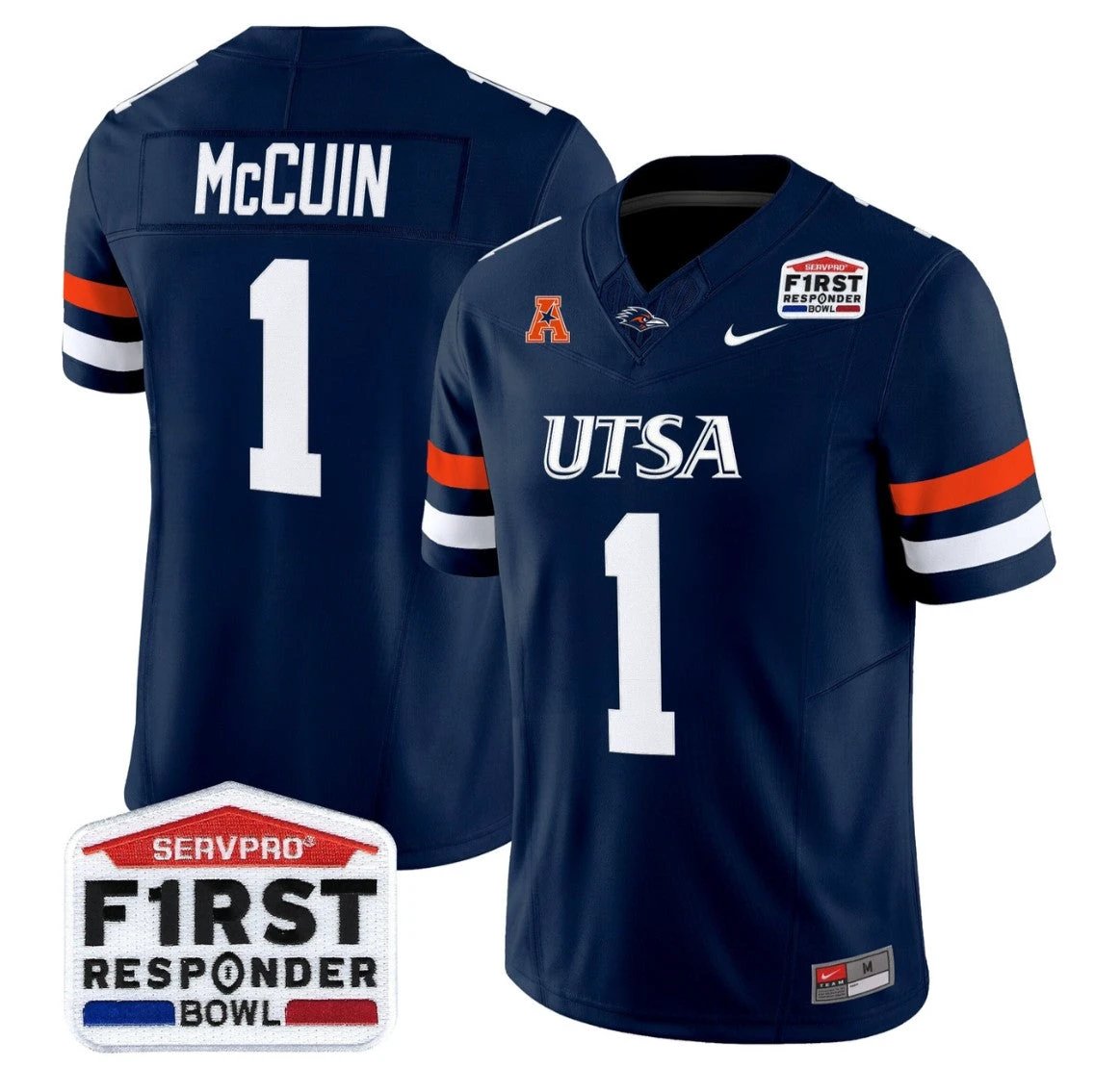 Devin McCuin Jersey #1 UTSA Roadrunners 2025 First Responder Bowl Stitched by My Store NCAA Football Jerseys