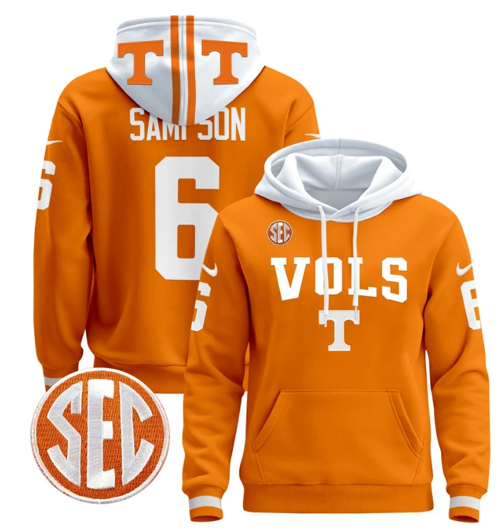 Dylan Sampson Hoodie #6 Tennessee Vols 2024 Pullover V3 Stitched Black by Hoodie Pullover