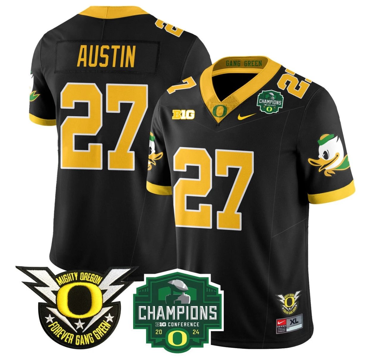 Daylen Austin Jersey #27 Oregon Ducks 2024 Big Ten Champions Football Black by My Store