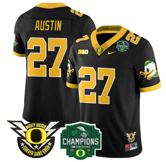 Daylen Austin Jersey #27 Oregon Ducks 2024 Big Ten Champions Football Black by My Store