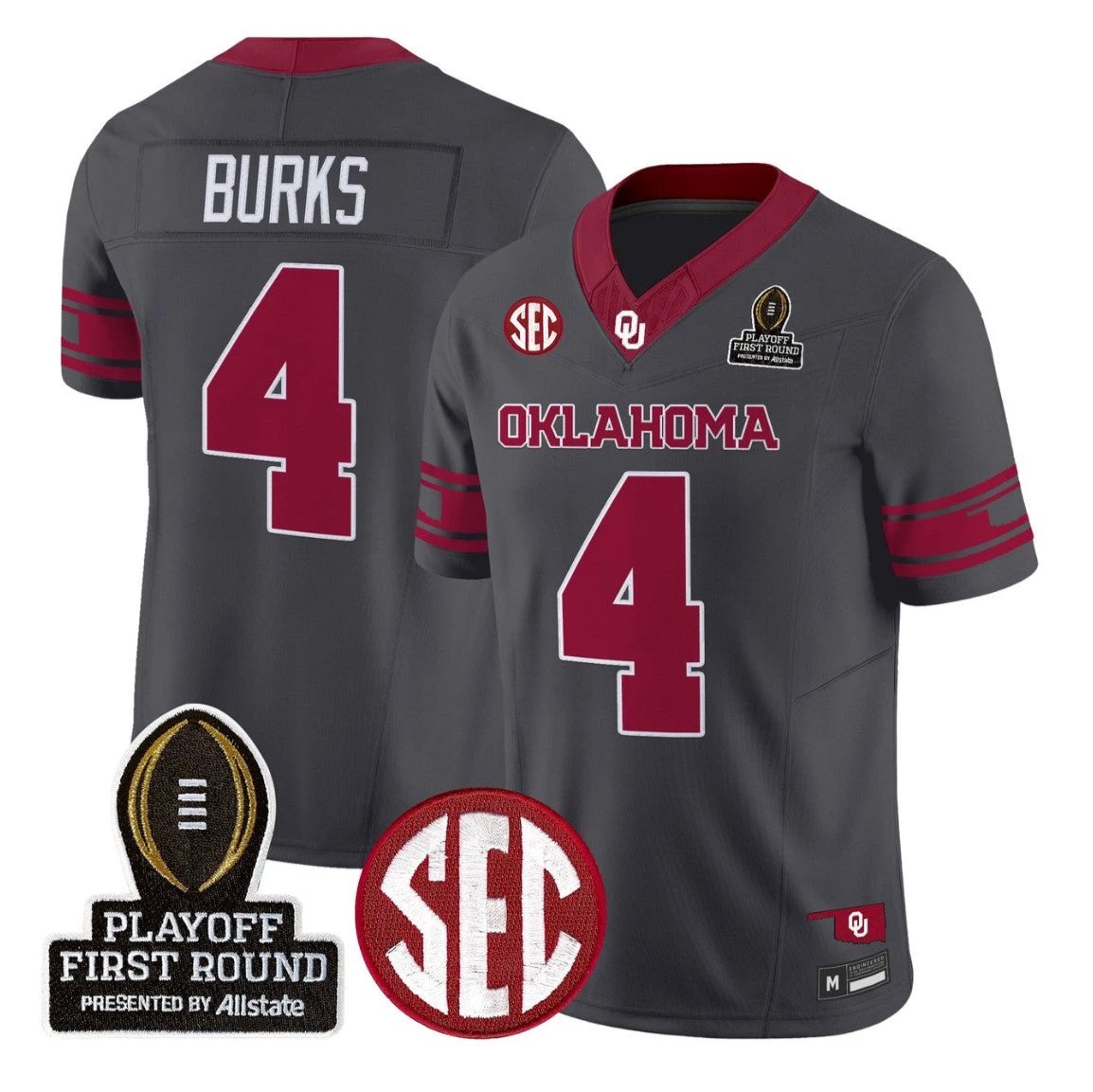 Deion Burks Jersey #4 Oklahoma Sooners 2025 Playoff First Round Stitched by My Store NCAA Football Jerseys