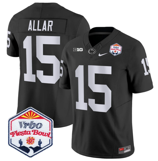 Drew Allar Jersey #15 Penn State 2024 Fiesta Bowl Patch Stitched Black by NCAA Football Jersey