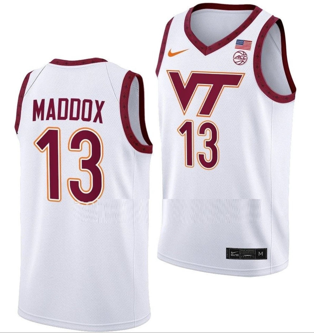 Dairus Maddox Jersey Virginia Tech Hokies College Basketball Swingman White #13 by My store basketball