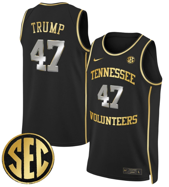 Donald Trump Jersey #47 Tennessee Vols 2024 Swingman Basketball Black Gold by My store basketball