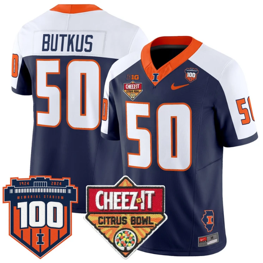 Dick Butkus Jersey #50 Illinois Fighting 2025 Cheez-It Citrus Bowl Navy Alternate by My Store
