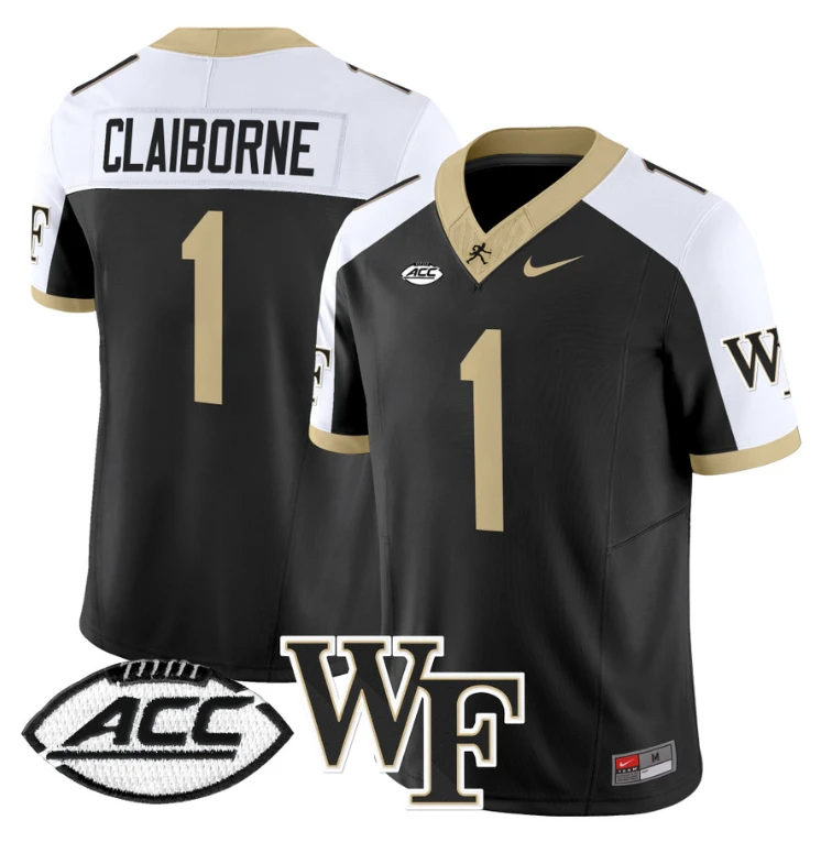 Demond Claiborne Jersey #1 Wake Forest Demon Deacons 2024 Stitched Black Alternate by My Store