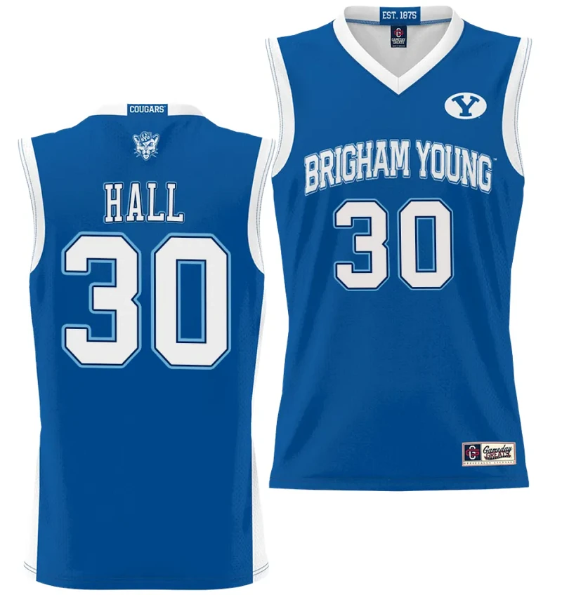 Dallin Hall Jersey #30 BYU Cougars NIL College Basketball Jersey Lightweight Royal by My store basketball