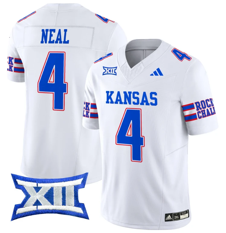 Devin Neal Jersey #4 Kansas Jayhawks 2024 Vapor College Football Vapor Limited White by My Store