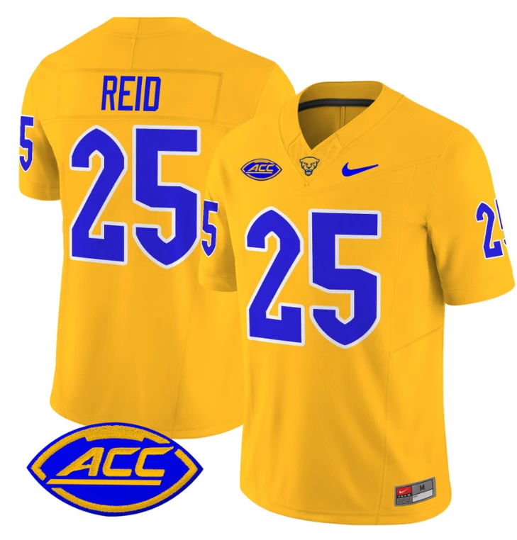 Desmond Reid Jersey #25 Pittsburgh Panthers Vapor Limited College Football Stitched Gold by My Store