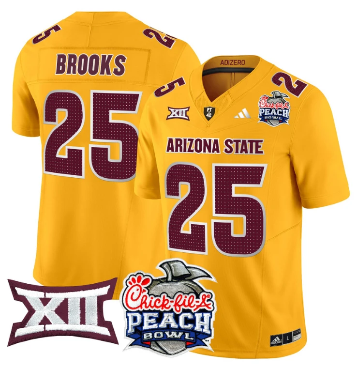 DeCarlos Brooks Jersey #25 Arizona State Sun Devils 2025 Peach Bowl Gold by My Store