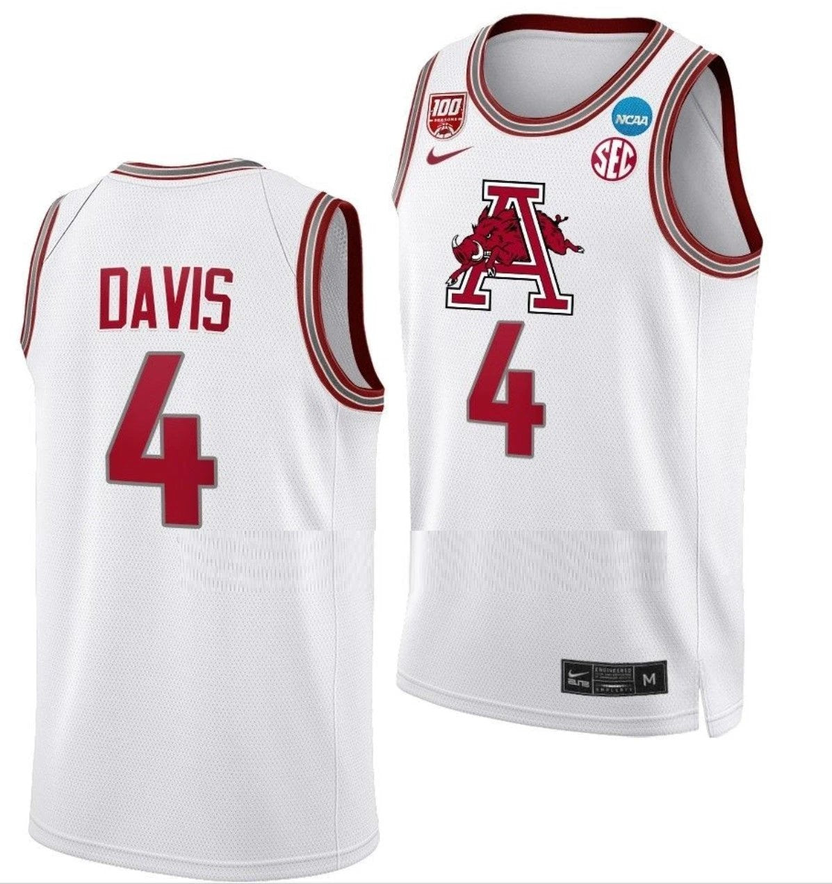 Davonte Davis Jersey Arkansas Razorbacks College Basketball 2023 NCAA March Madness White #4 by My store basketball