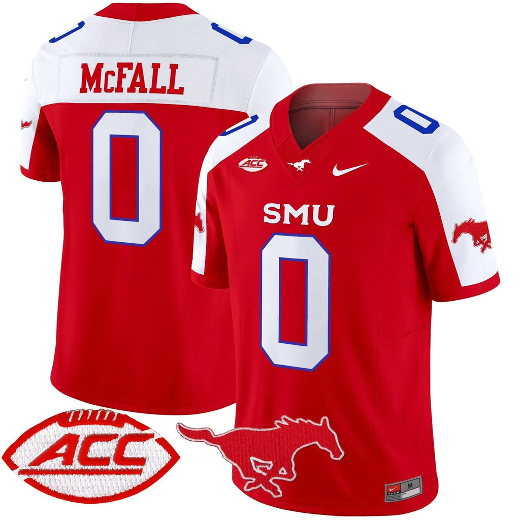 Derrick McFall Jersey #0 SMU Mustangs 2025 Vapor Limited Stitched Red Alter by My Store