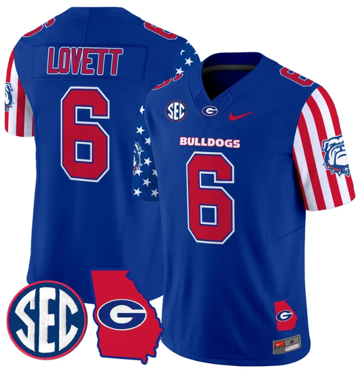 Dominic Lovett Jersey #6 Georgia Bulldogs American Style Vapor Limited Football Stitched Royal by My Store