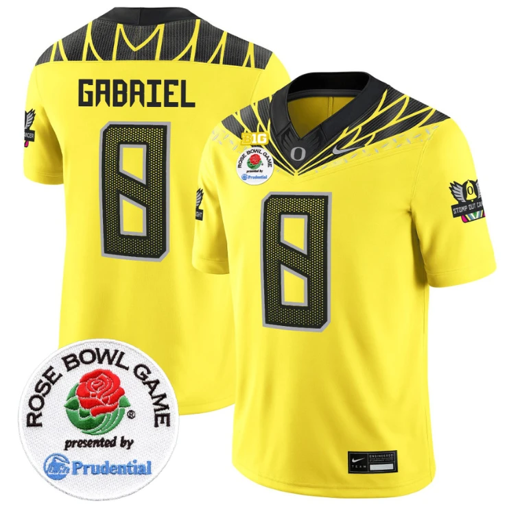Dillon Gabriel Jersey #8 Oregon Ducks Rose Bowl Patch Vapor Limited V2 Yellow by NCAA Football Jersey