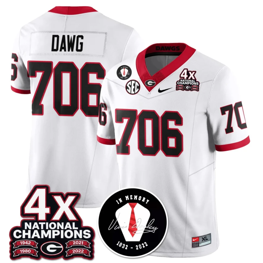Dawg Jersey #706 Georgia Bulldogs 4x-Time National Champions Stitched by My Store NCAA Football Jerseys