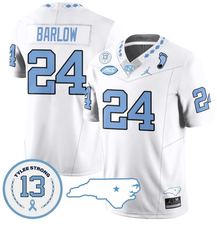 Darwin Barlow Jersey #24 North Carolina Tar Heels Vapor College Football Stitched White by My Store