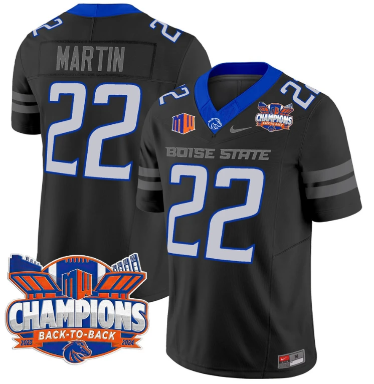 Doug Martin Jersey #22 Boise State Broncos Back To Back Champions Black by My Store