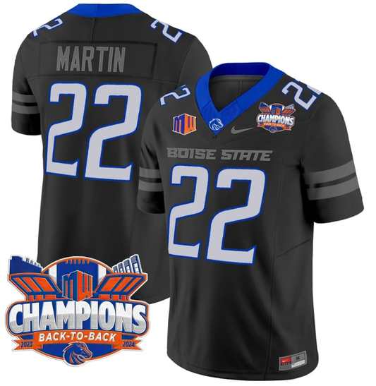 Doug Martin Jersey #22 Boise State Broncos Back To Back Champions Black by My Store