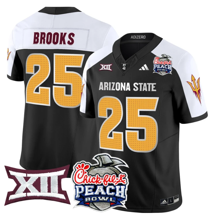 DeCarlos Brooks Jersey #25 Arizona State Sun Devils 2025 Peach Bowl Black Alternate by My Store
