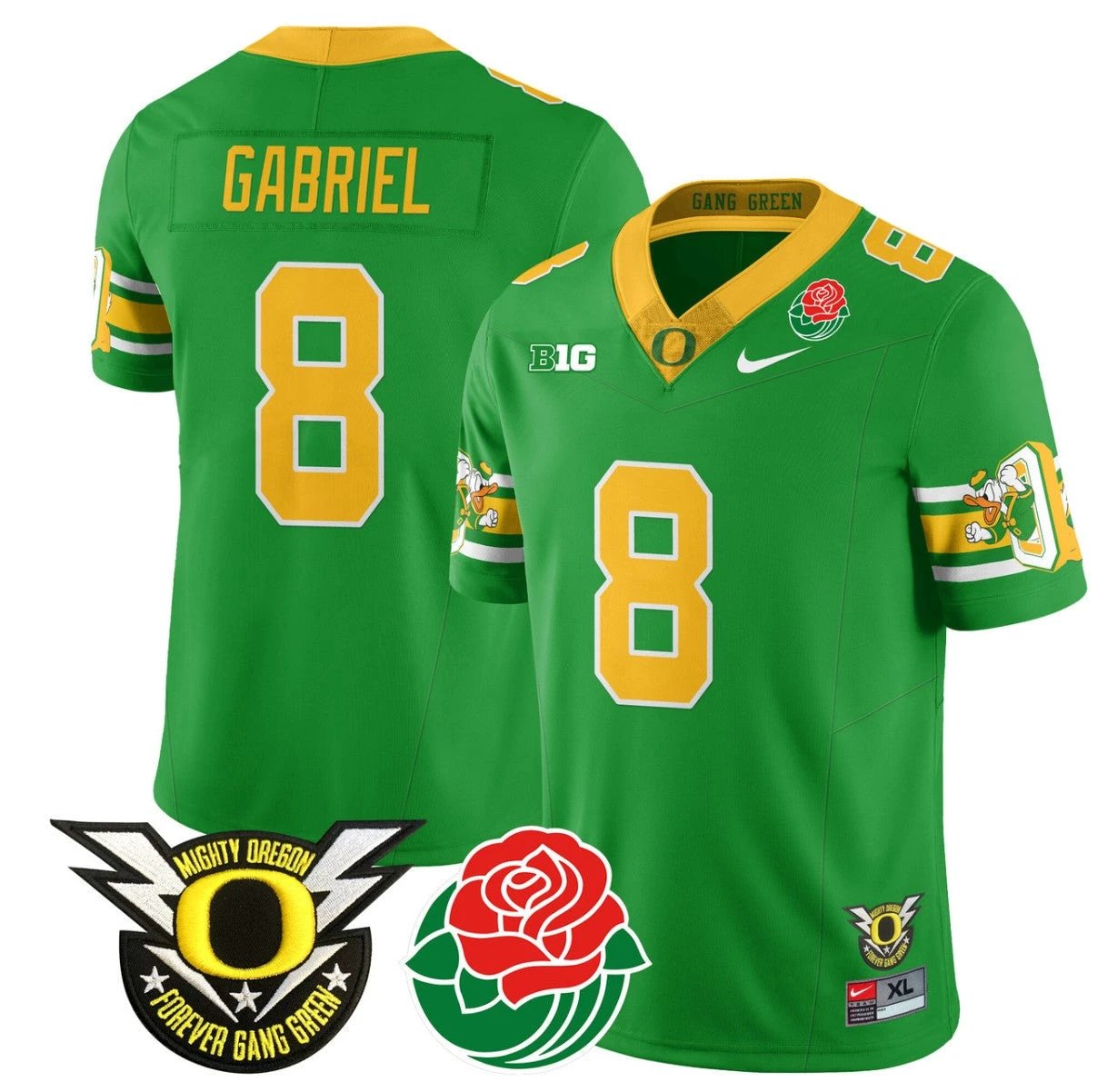 Dillon Gabriel Jersey #8 Oregon Ducks 2024 Rose Bowl Patch Football Green by My Store