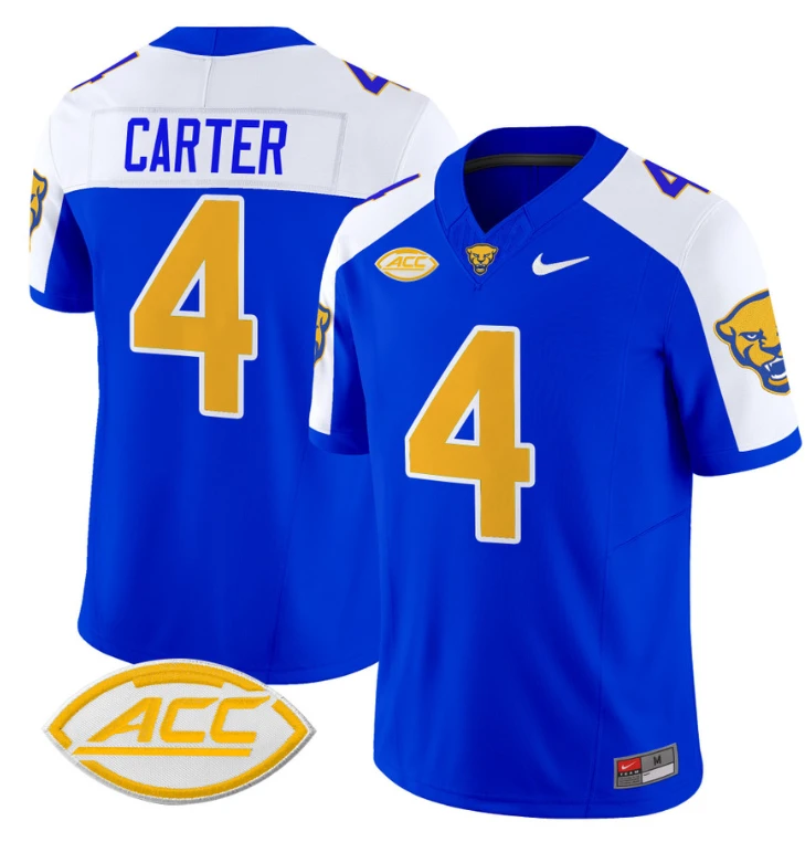 Daniel Carter Jersey #4 Pittsburgh Panthers Vapor Limited College Football Stitched Royal Alternate by My Store