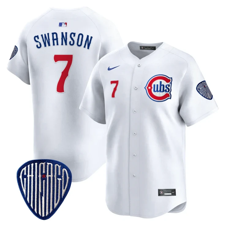 Dansby Swanson Jersey #7 Chicago Cubs Blue Alternate Vapor Premier Limited Stitched White by My Store