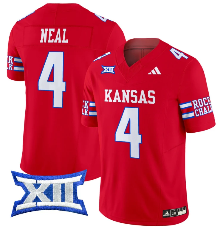 Devin Neal Jersey #4 Kansas Jayhawks 2024 Vapor College Football Vapor Limited Red by My Store
