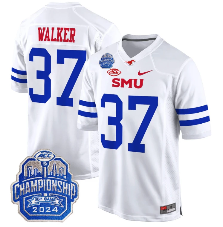 Doak Walker Jersey #37 SMU Mustangs 2024 ACC Championship Patch White by My Store