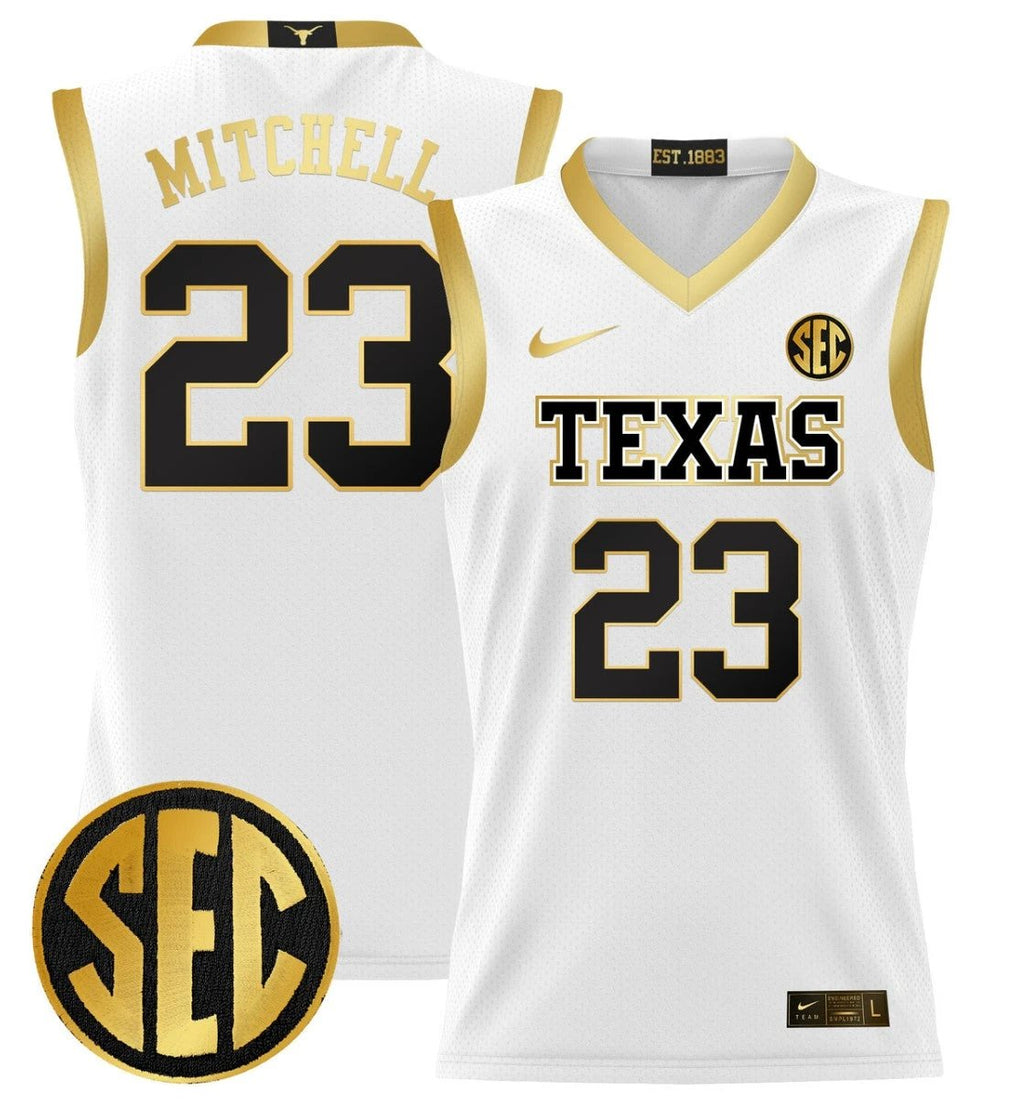 Dillon Mitchell Jersey #23 Texas Longhorns 2024 Lightweight Basketball White Gold by My store basketball