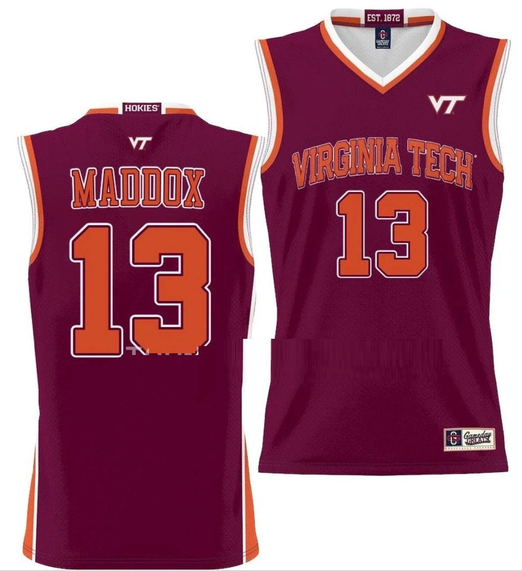 Dairus Maddox Jersey Virginia Tech Hokies College Basketball NIL Pick-A-Player Maroon #13 by My store basketball