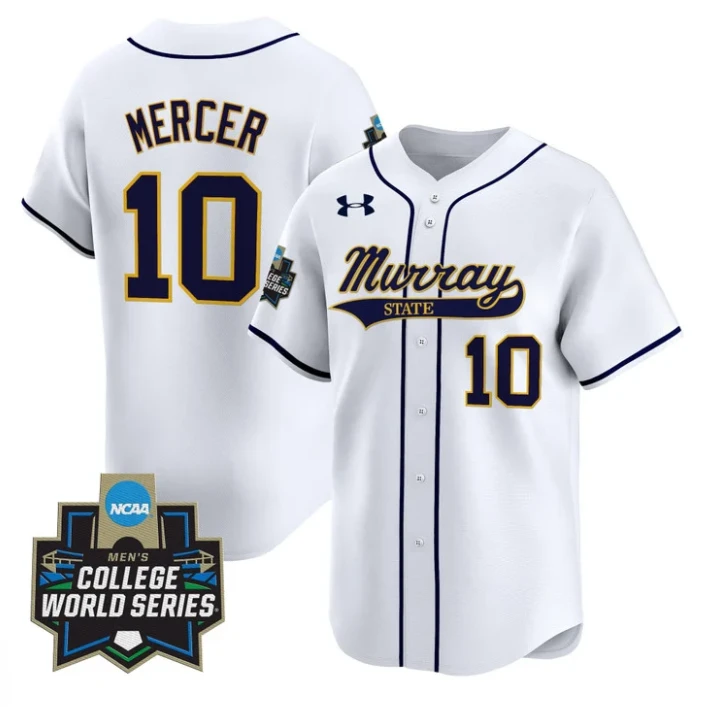 Dustin Mercer Jersey #10 Murray State Racers 2025 World Series Stitched White by My Store